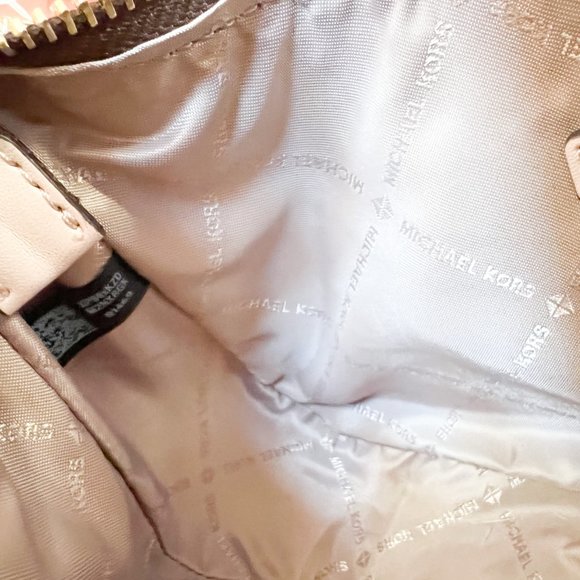 Michael Kors Cora Medium Zip Shoulder Crossbody Bag MK Brown Pink - Picture 9 of 14